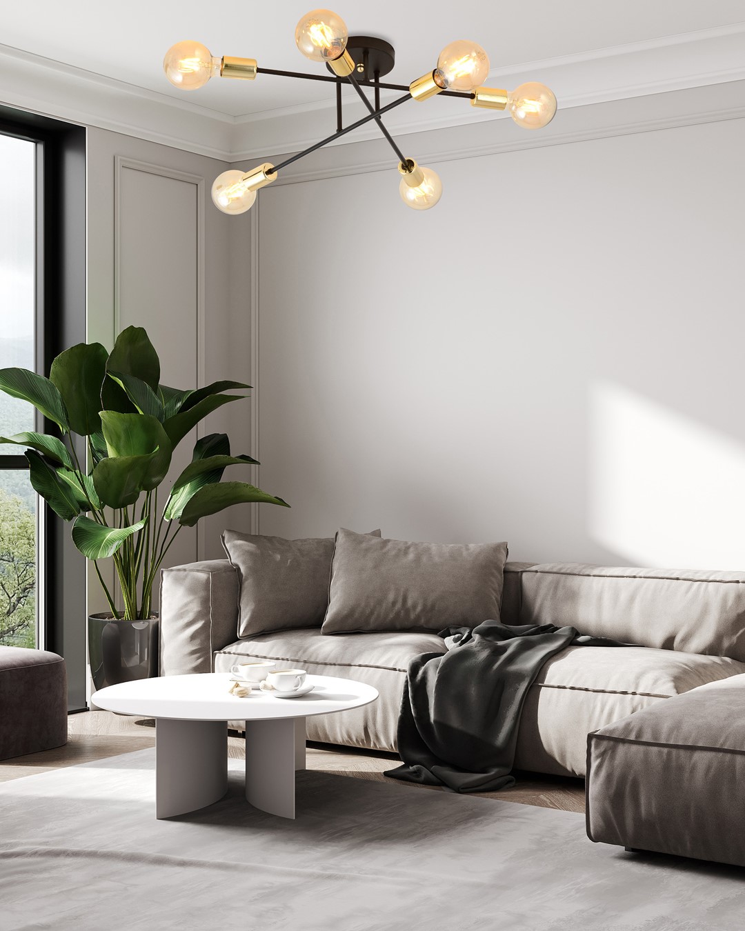 Emibig Stropna svjetiljka VEKEN 230V 15W MAX LED E27 Čelik Crna/ Zlatna