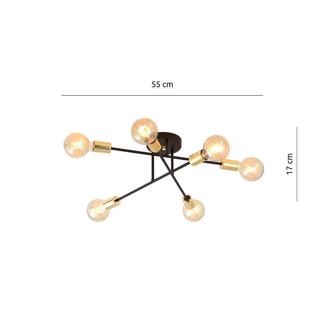 Emibig Stropna svjetiljka VEKEN 230V 15W MAX LED E27 Čelik Crna/ Zlatna