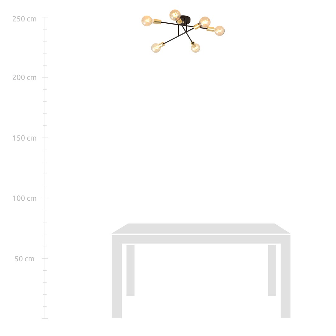 Emibig Stropna svjetiljka VEKEN 230V 15W MAX LED E27 Čelik Crna/ Zlatna