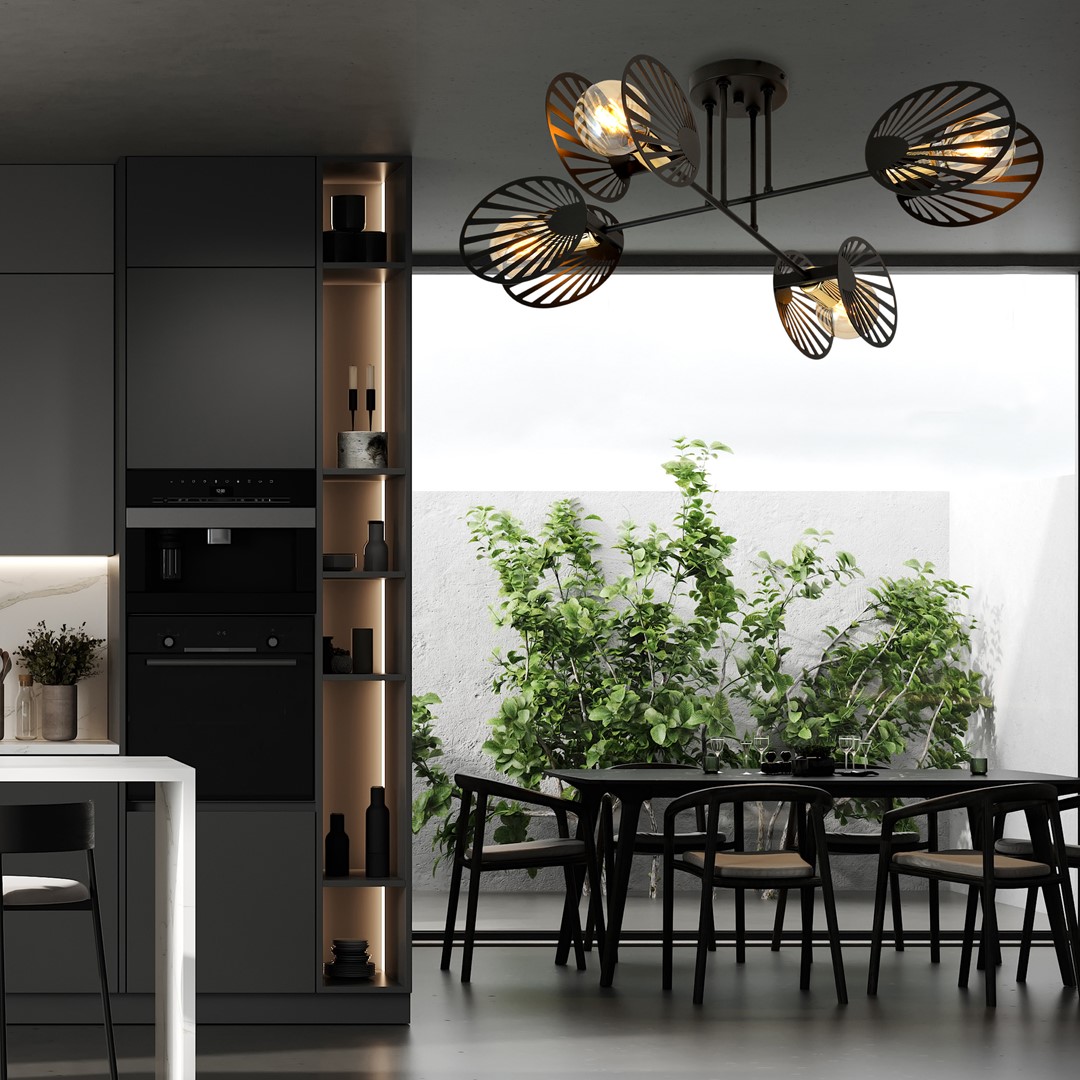 Emibig Stropna svjetiljka TALIA 230V 15W MAX LED E27 Čelik Crna