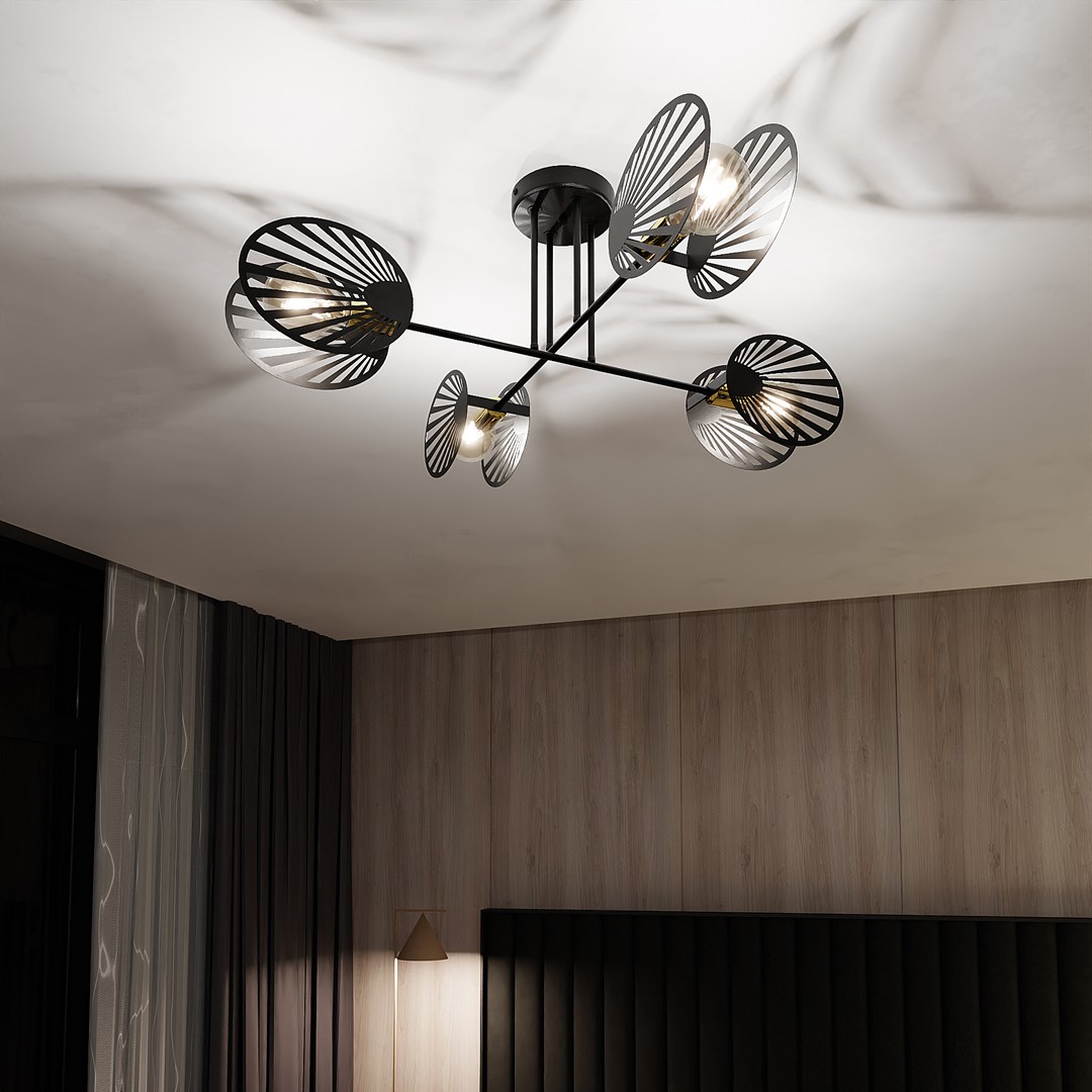 Emibig Stropna svjetiljka TALIA 230V 15W MAX LED E27 Čelik Crna