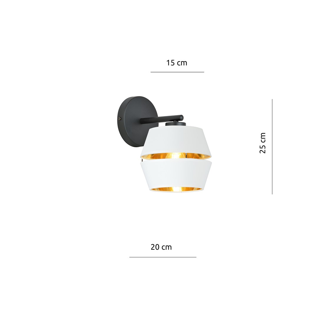 Emibig Zidna lampa PIANO 230V 15W MAX LED E27 Čelik/ Tkanina Crna