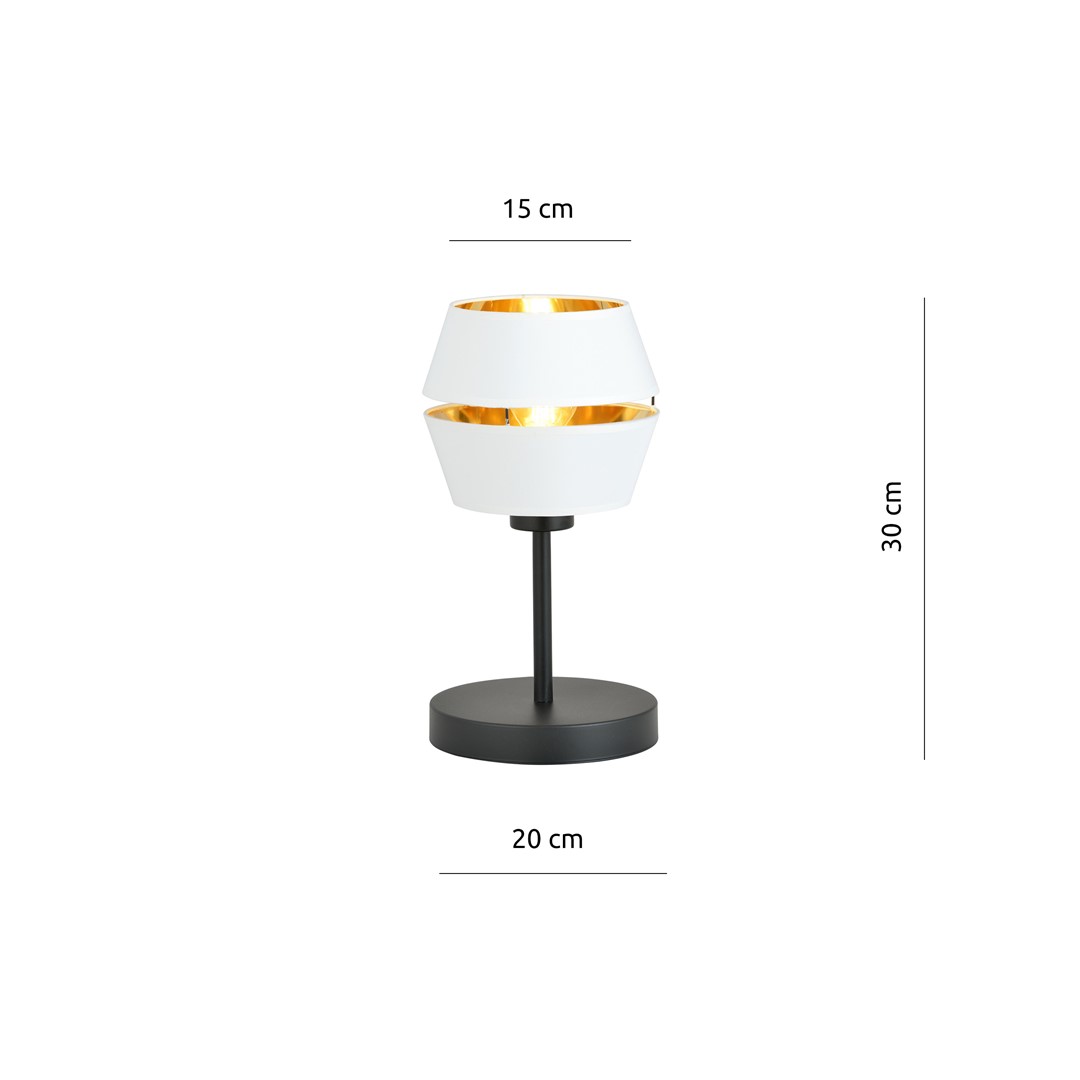 Emibig Stolna lampa PIANO 230V 15W MAX LED E27 Čelik/ Tkanina Crna