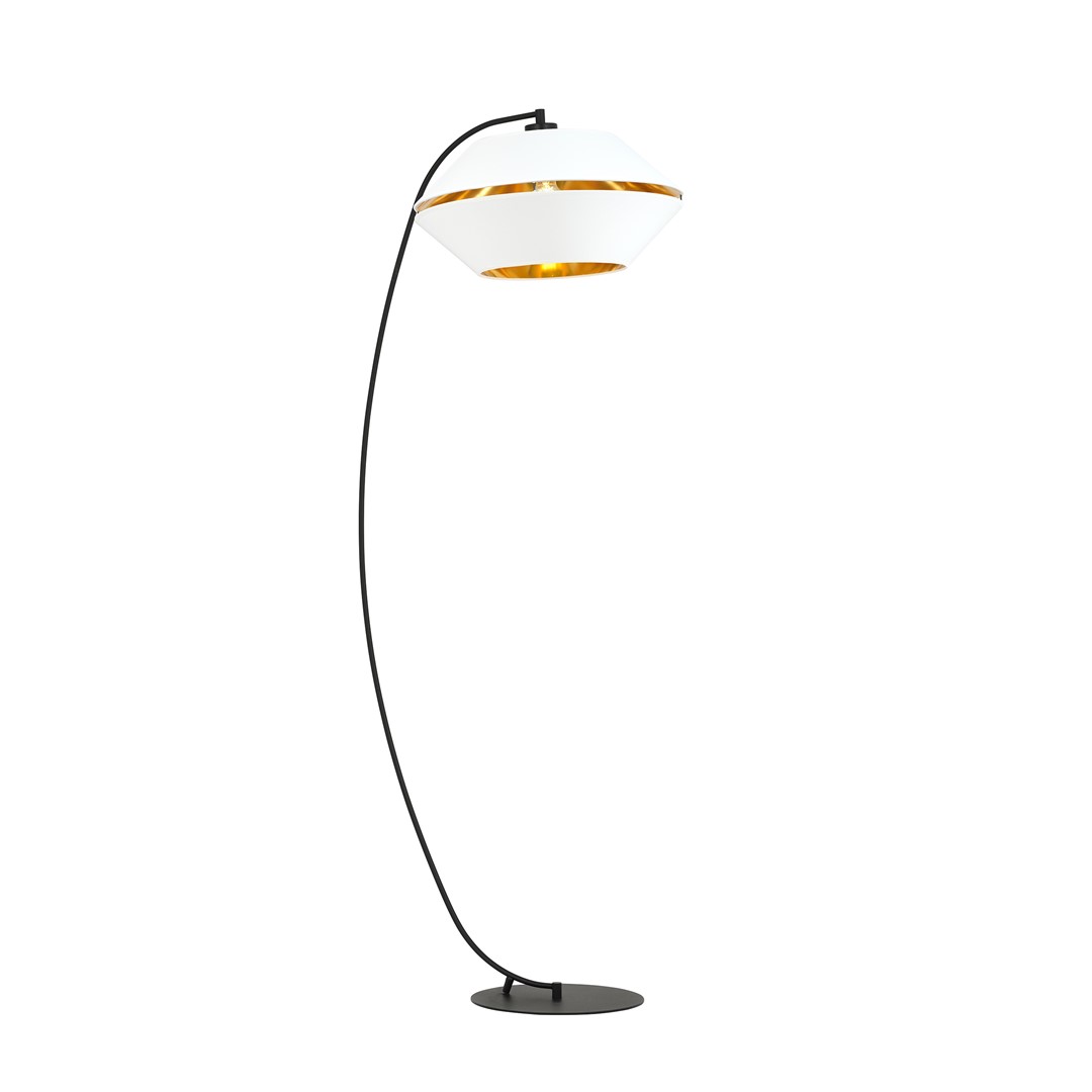 Emibig Podna lampa PIANO 230V 15W MAX LED E27 Čelik/ Tkanina Crna