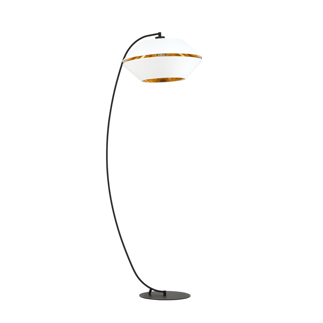 Emibig Podna lampa PIANO 230V 15W MAX LED E27 Čelik/ Tkanina Crna