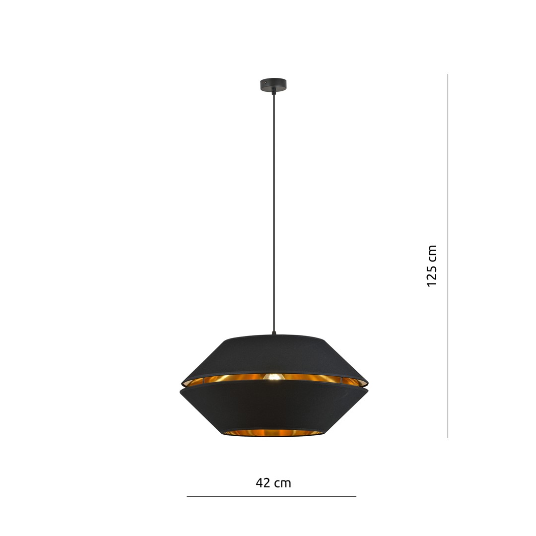Emibig Visilica PIANO 230V 15W MAX LED E27 Čelik/ Tkanina Crna