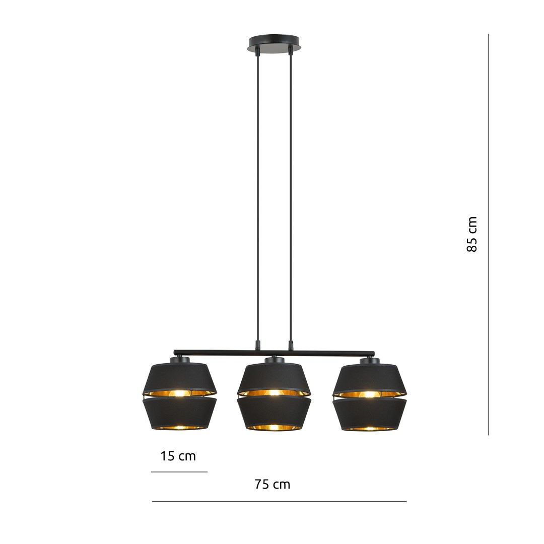 Emibig Visilica PIANO 230V 15W MAX LED E27 Čelik/ Tkanina Crna