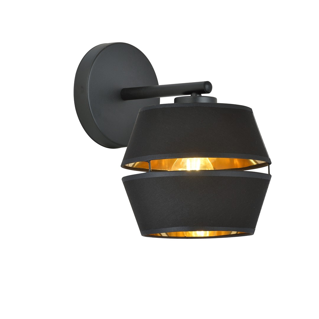 Emibig Zidna lampa PIANO 230V 15W MAX LED E27 Čelik/ Tkanina Crna