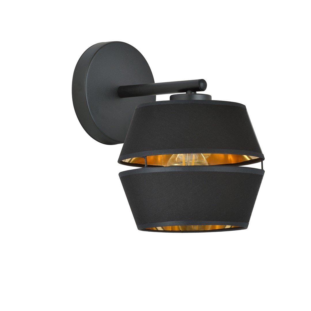 Emibig Zidna lampa PIANO 230V 15W MAX LED E27 Čelik/ Tkanina Crna