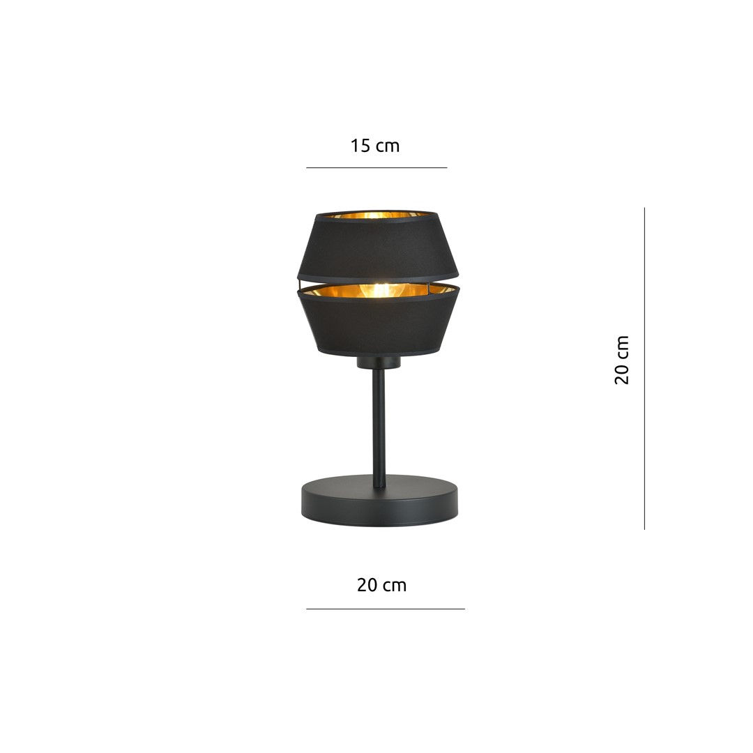 Emibig Stolna lampa PIANO 230V 15W MAX LED E27 Čelik/ Tkanina Crna