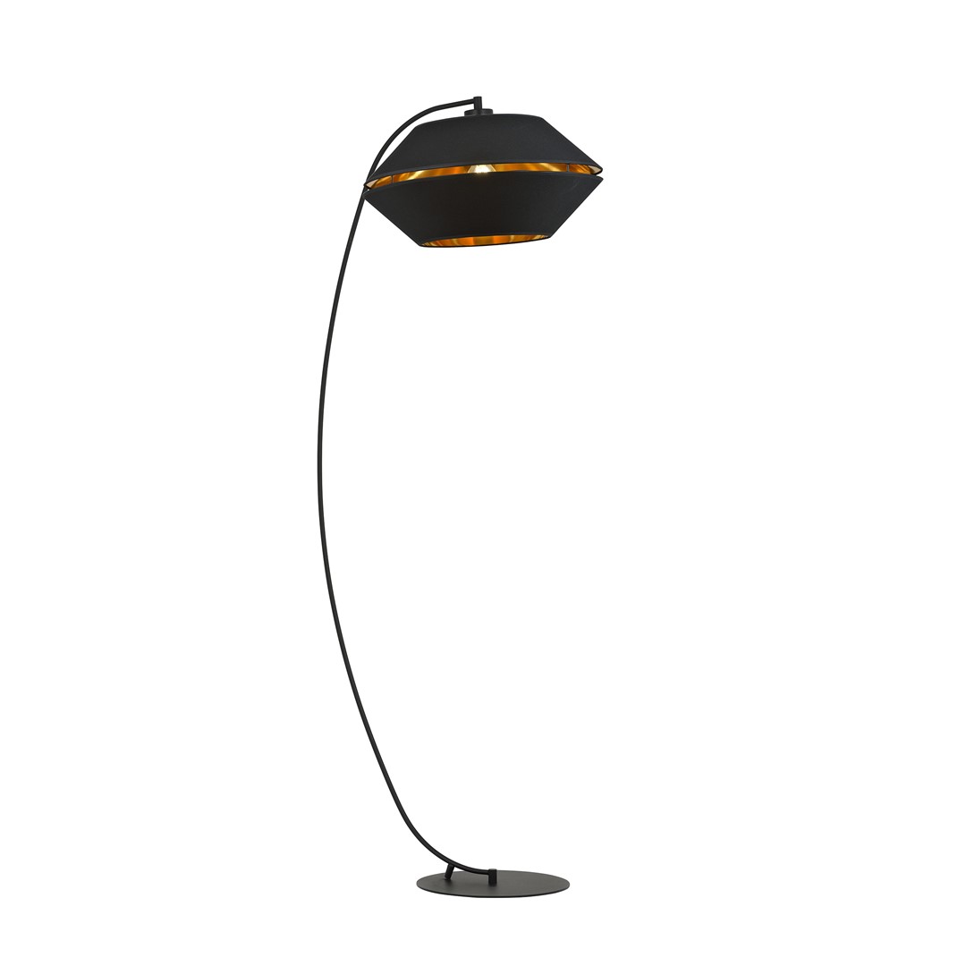 Emibig Podna lampa PIANO 230V 15W MAX LED E27 Čelik/ Tkanina Crna