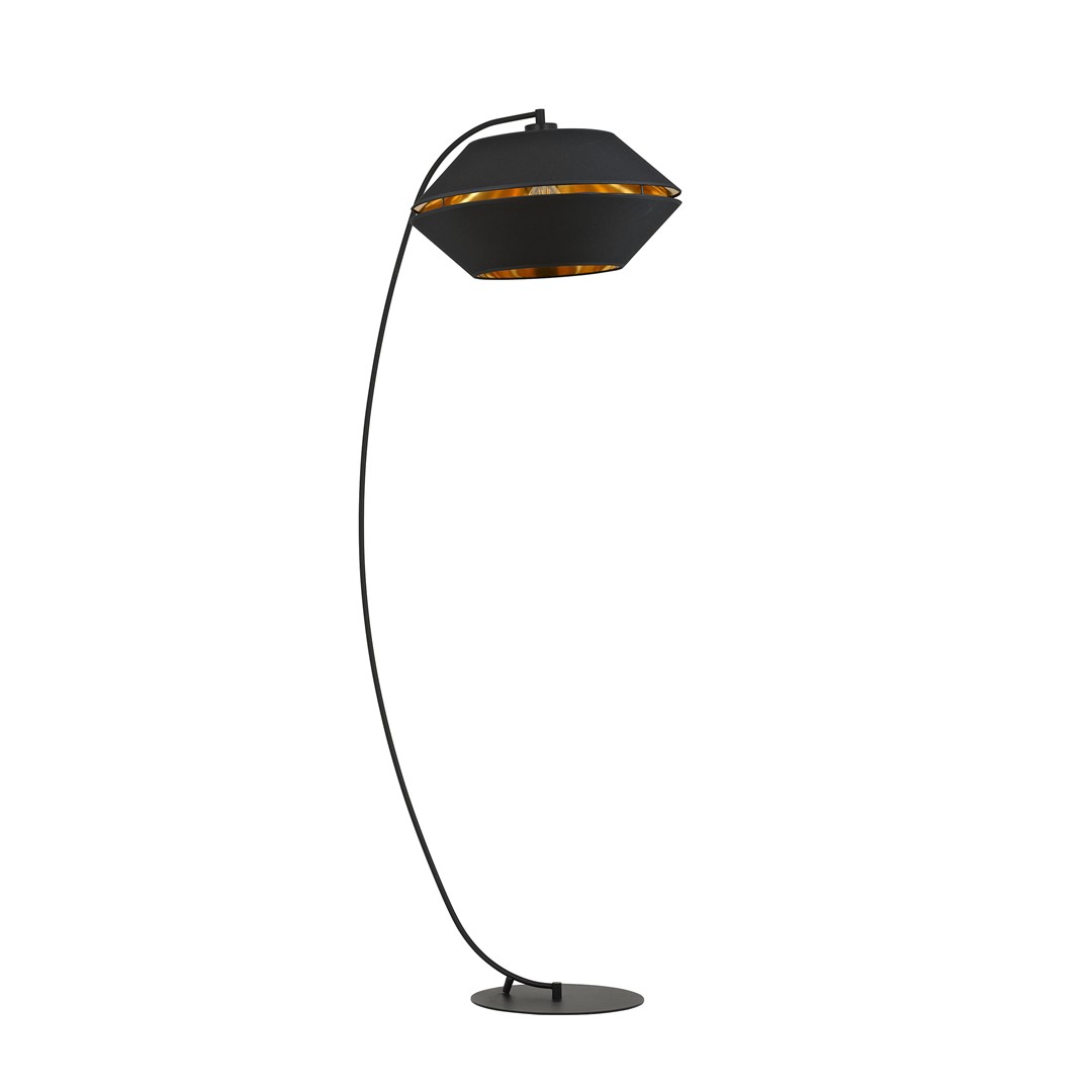 Emibig Podna lampa PIANO 230V 15W MAX LED E27 Čelik/ Tkanina Crna