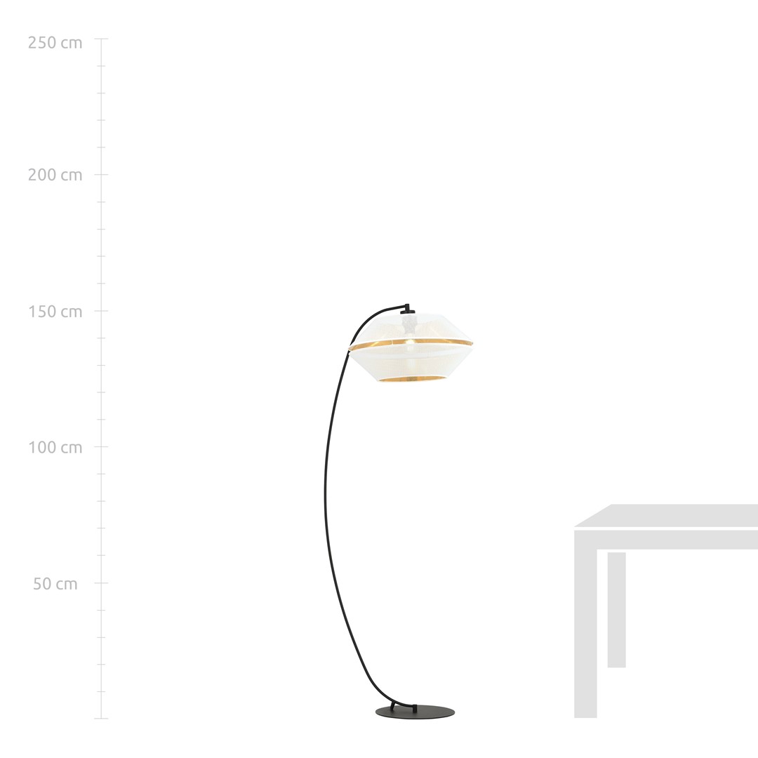 Emibig Podna lampa MALIA 230V 15W MAX LED E27 Čelik/ Tkanina Crna