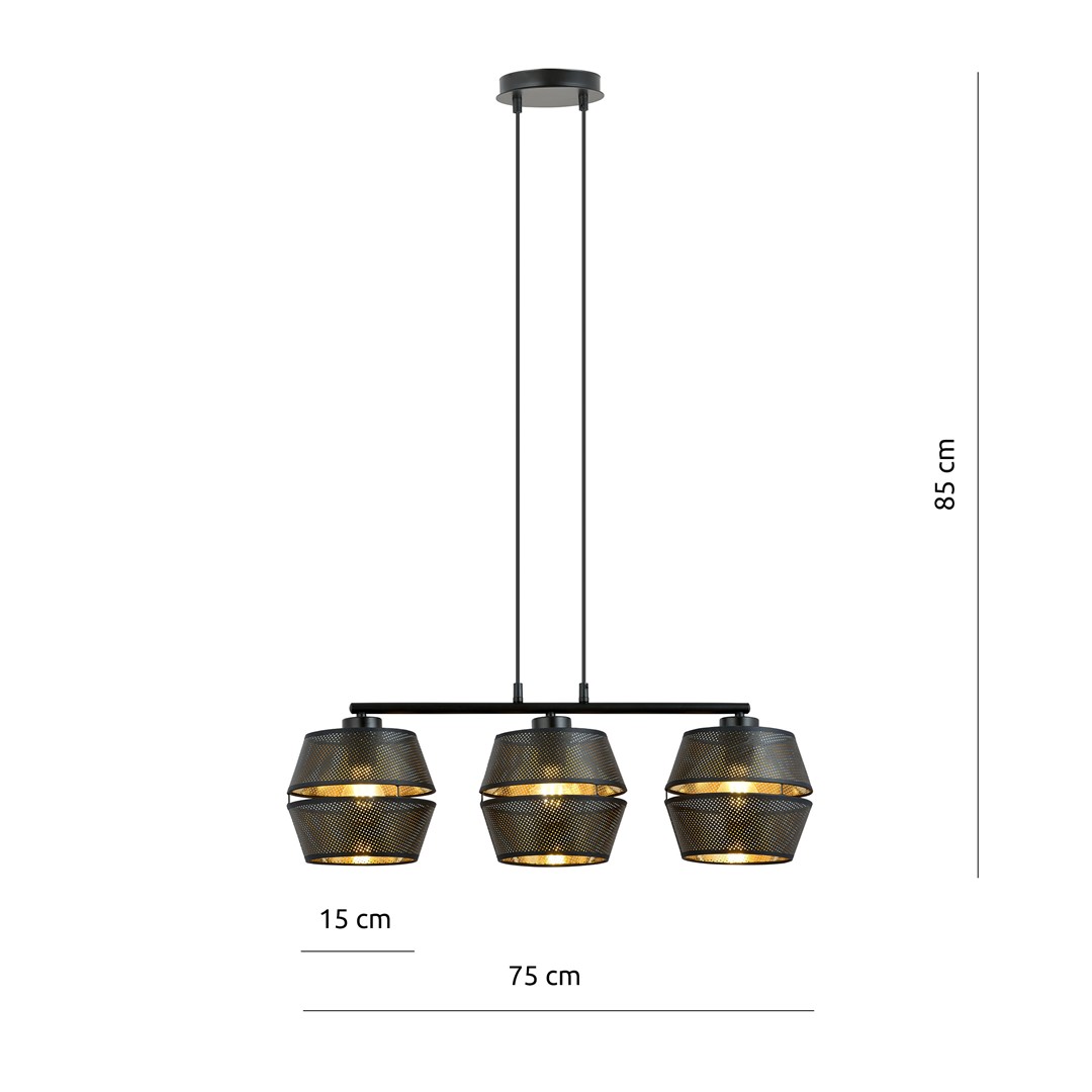 Emibig Visilica MALIA 230V 15W MAX LED E27 Čelik/ Tkanina Crna