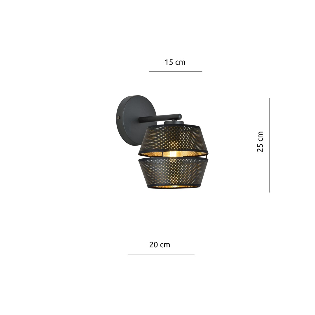 Emibig Zidna lampa MALIA 230V 15W MAX LED E27 Čelik/ Tkanina Crna