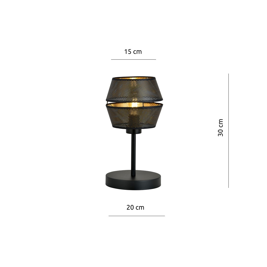 Emibig Stolna lampa MALIA 230V 15W MAX LED E27 Čelik/ Tkanina Crna
