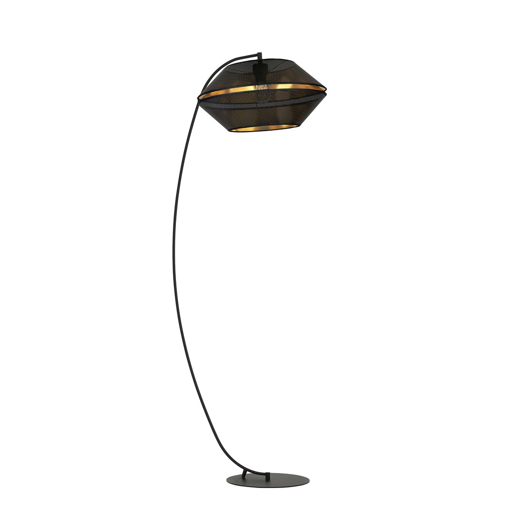 Emibig Podna lampa MALIA 230V 15W MAX LED E27 Čelik/ Tkanina Crna