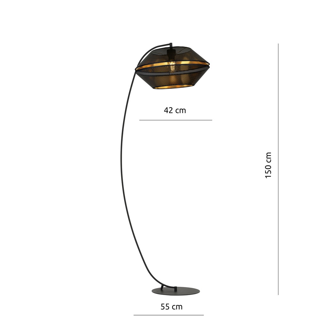 Emibig Podna lampa MALIA 230V 15W MAX LED E27 Čelik/ Tkanina Crna