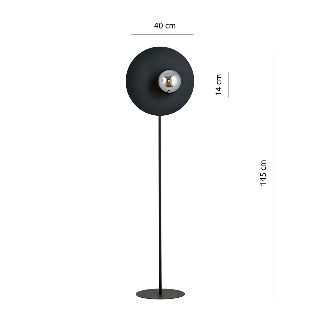 Emibig Podna lampa OSLO 230V 10W MAX LED E14 Čelik/ Staklo Crna
