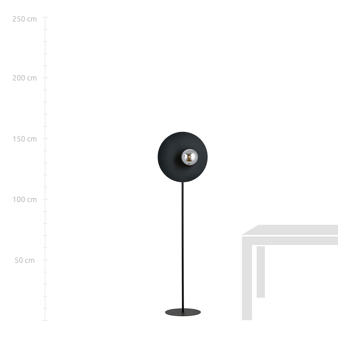 Emibig Podna lampa OSLO 230V 10W MAX LED E14 Čelik/ Staklo Crna