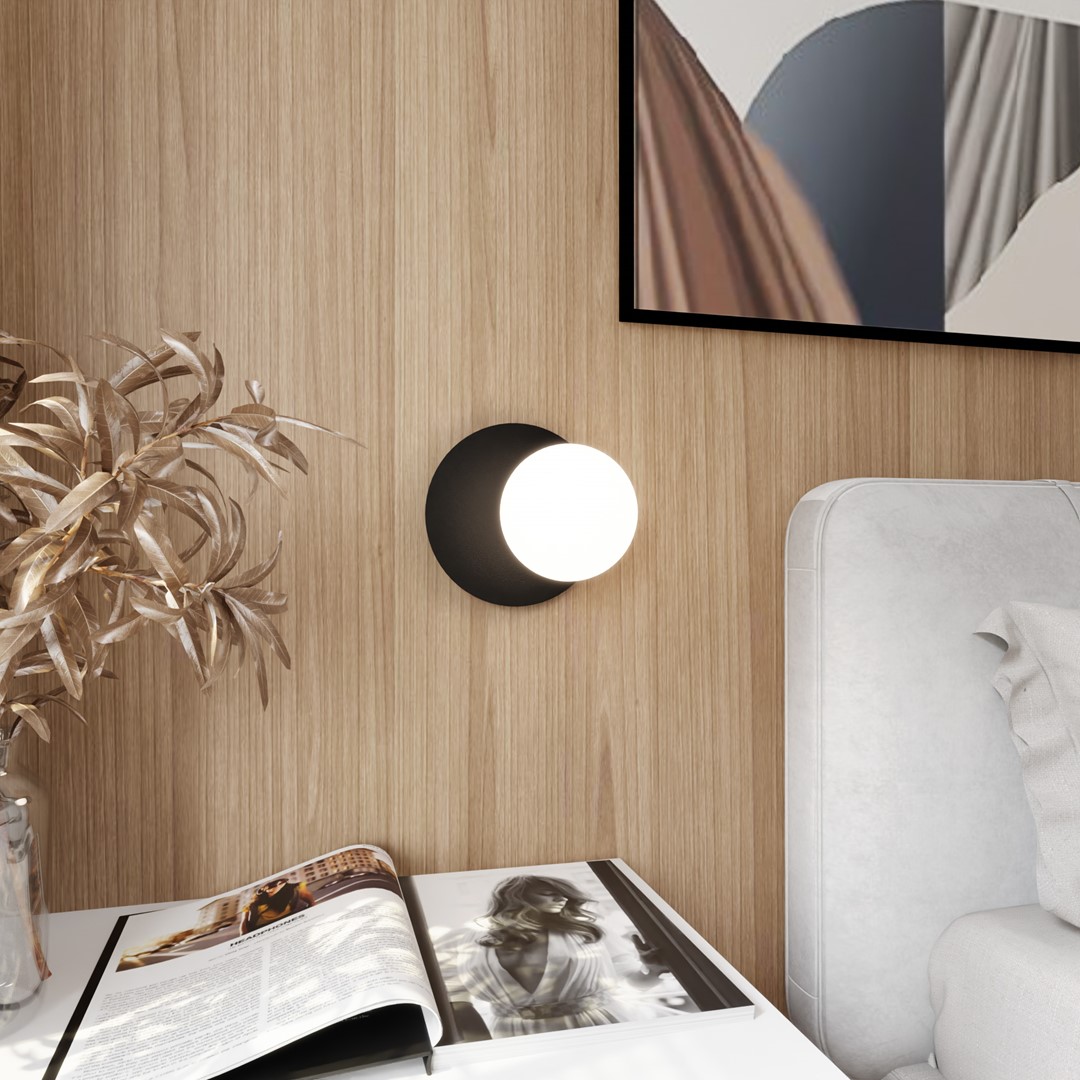 Emibig Zidna lampa OSLO 230V 10W MAX LED E14 Čelik/ Staklo Crna