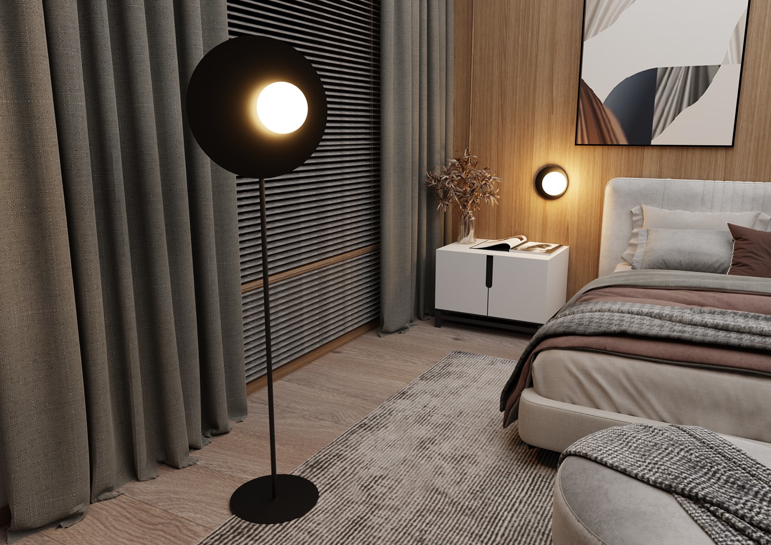 Emibig Podna lampa OSLO 230V 10W MAX LED E14 Čelik/ Staklo Crna