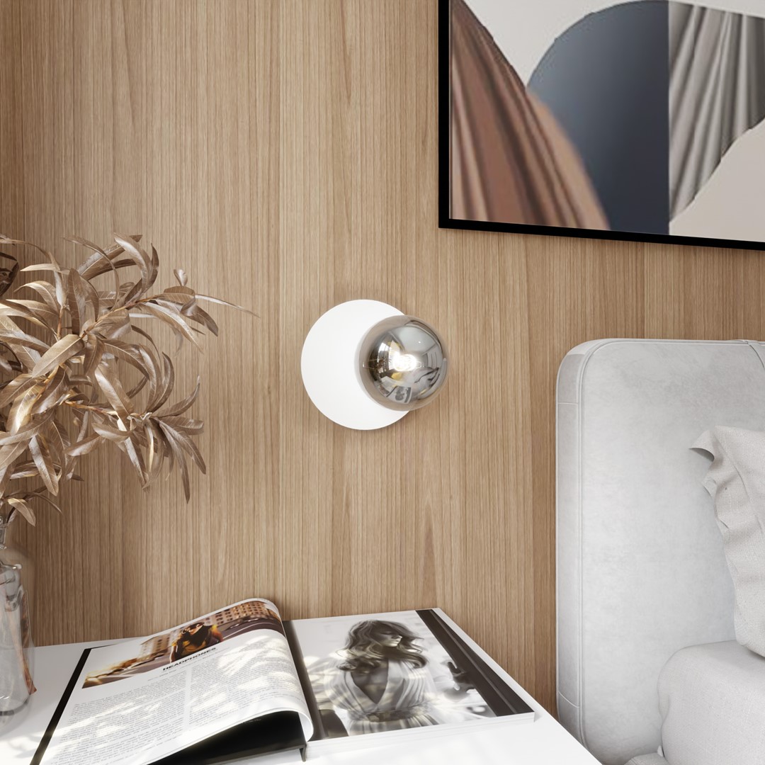 Emibig Zidna lampa OSLO 230V 10W MAX LED E14 Čelik/ Staklo Bijela
