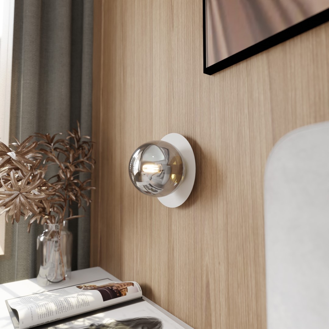 Emibig Zidna lampa OSLO 230V 10W MAX LED E14 Čelik/ Staklo Bijela