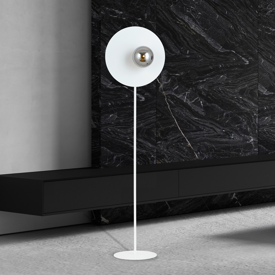 Emibig Podna lampa OSLO 230V 10W MAX LED E14 Čelik/ Staklo Bijela