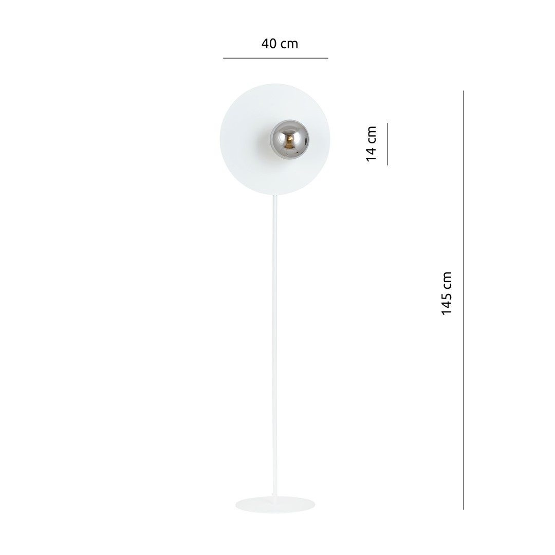 Emibig Podna lampa OSLO 230V 10W MAX LED E14 Čelik/ Staklo Bijela