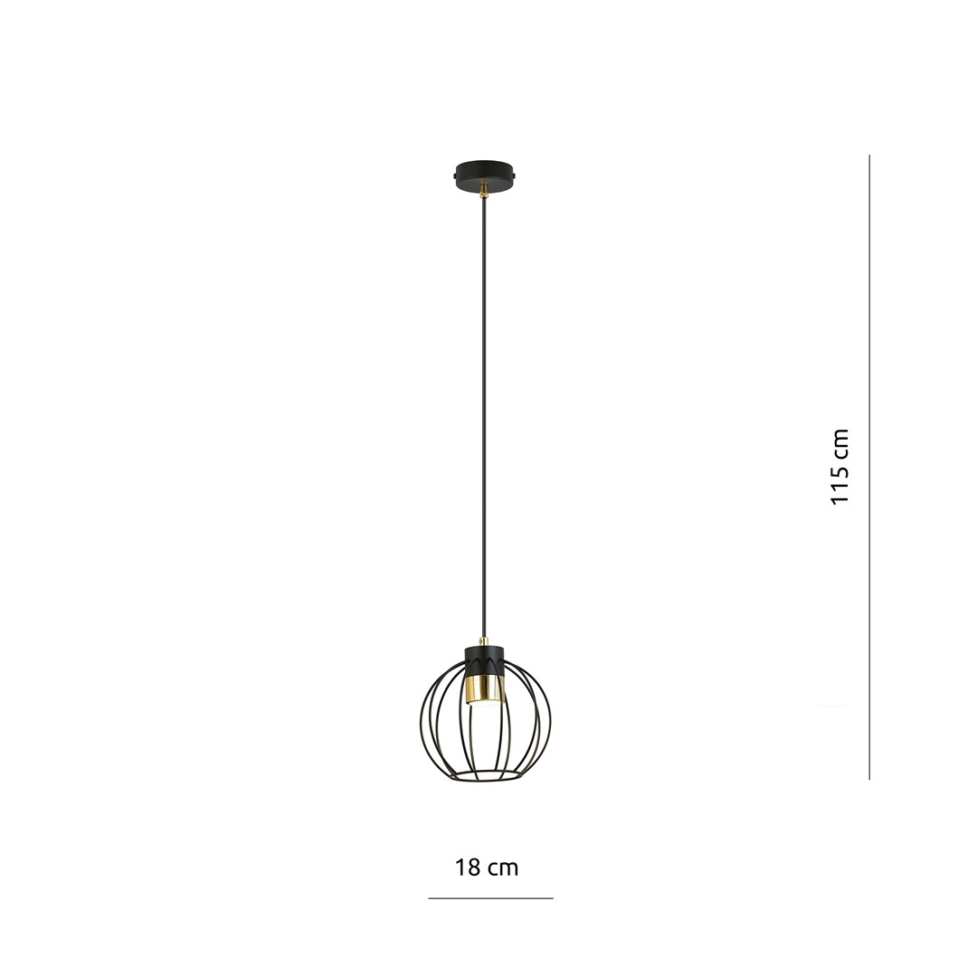 Emibig Visilica AJAX 230V 8W MAX LED GU10 Čelik Crna/ Zlatna