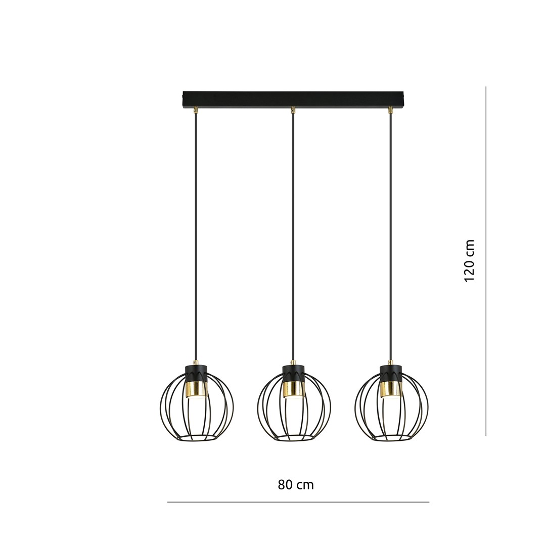 Emibig Visilica AJAX 230V 8W MAX LED GU10 Čelik Crna/ Zlatna