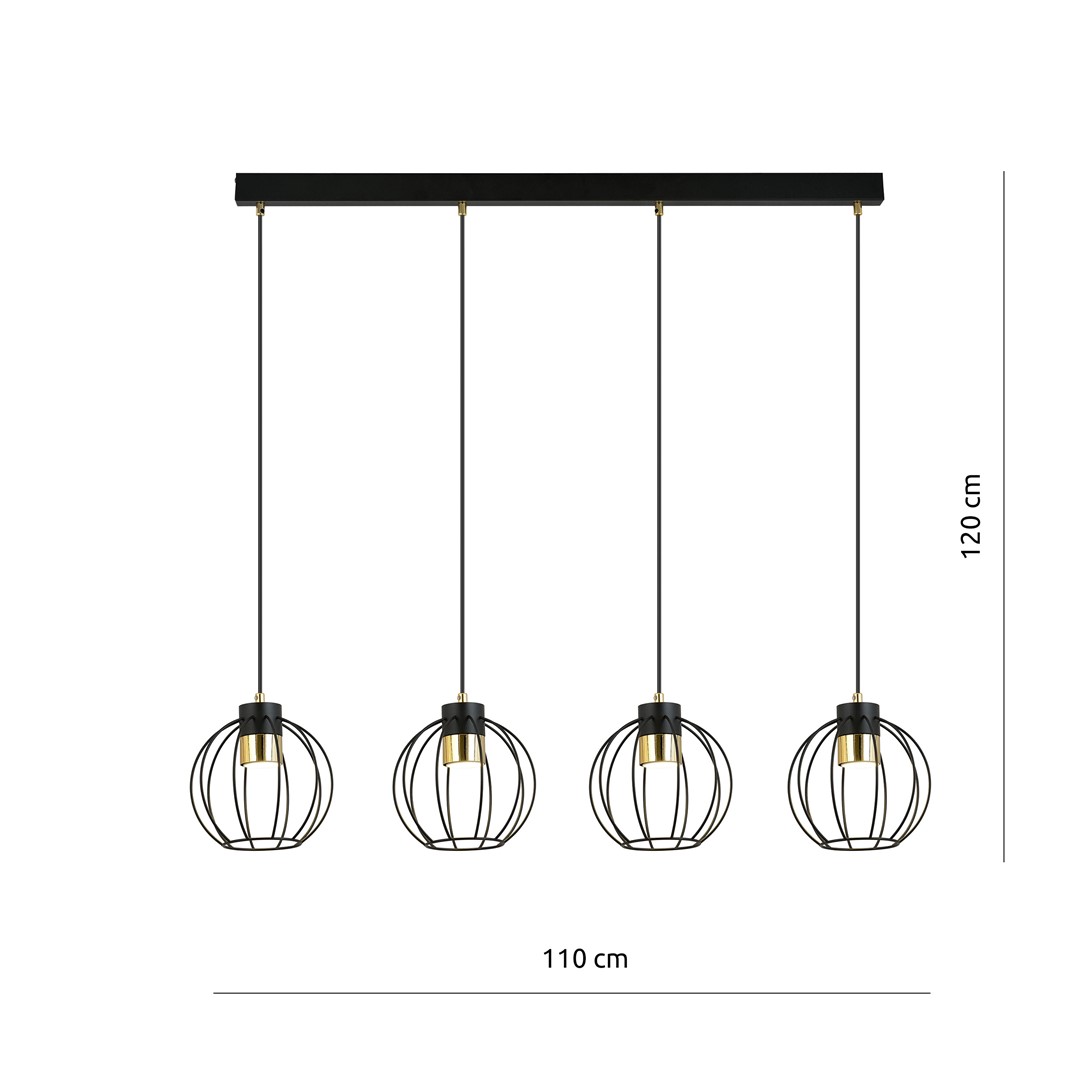 Emibig Visilica AJAX 230V 8W MAX LED GU10 Čelik Crna/ Zlatna