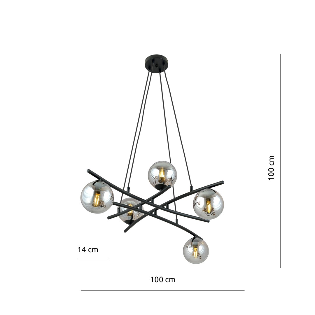 Emibig Visilica ESSA 230V 10W MAX LED E14 Čelik/ Staklo Crna