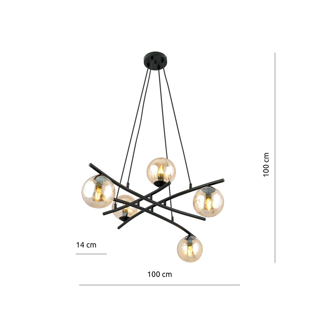 Emibig Visilica ESSA 230V 10W MAX LED E14 Čelik/ Staklo Crna