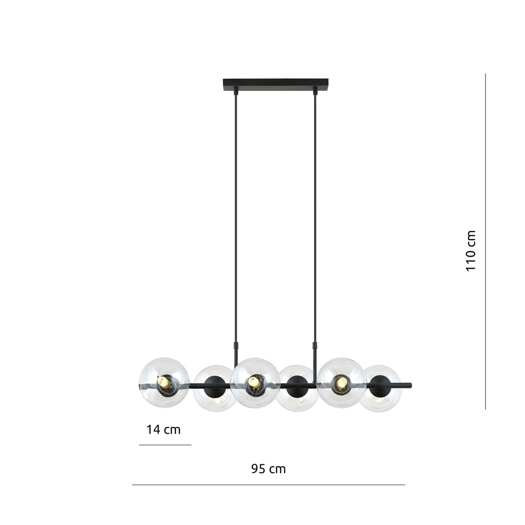 Emibig Visilica RORY 230V 10W MAX LED E14 Čelik/ Staklo Crna