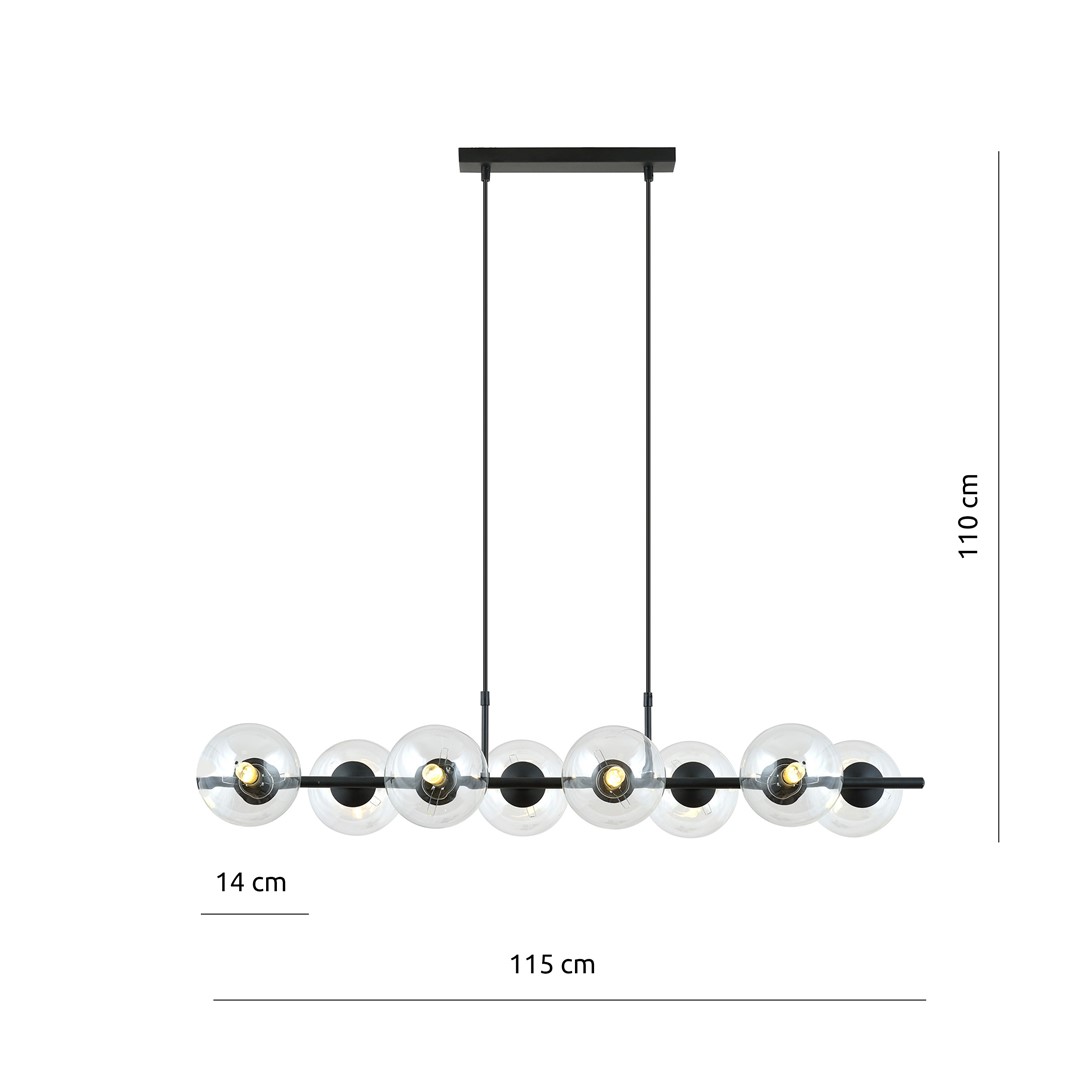 Emibig Visilica RORY 230V 10W MAX LED E14 Čelik/ Staklo Crna
