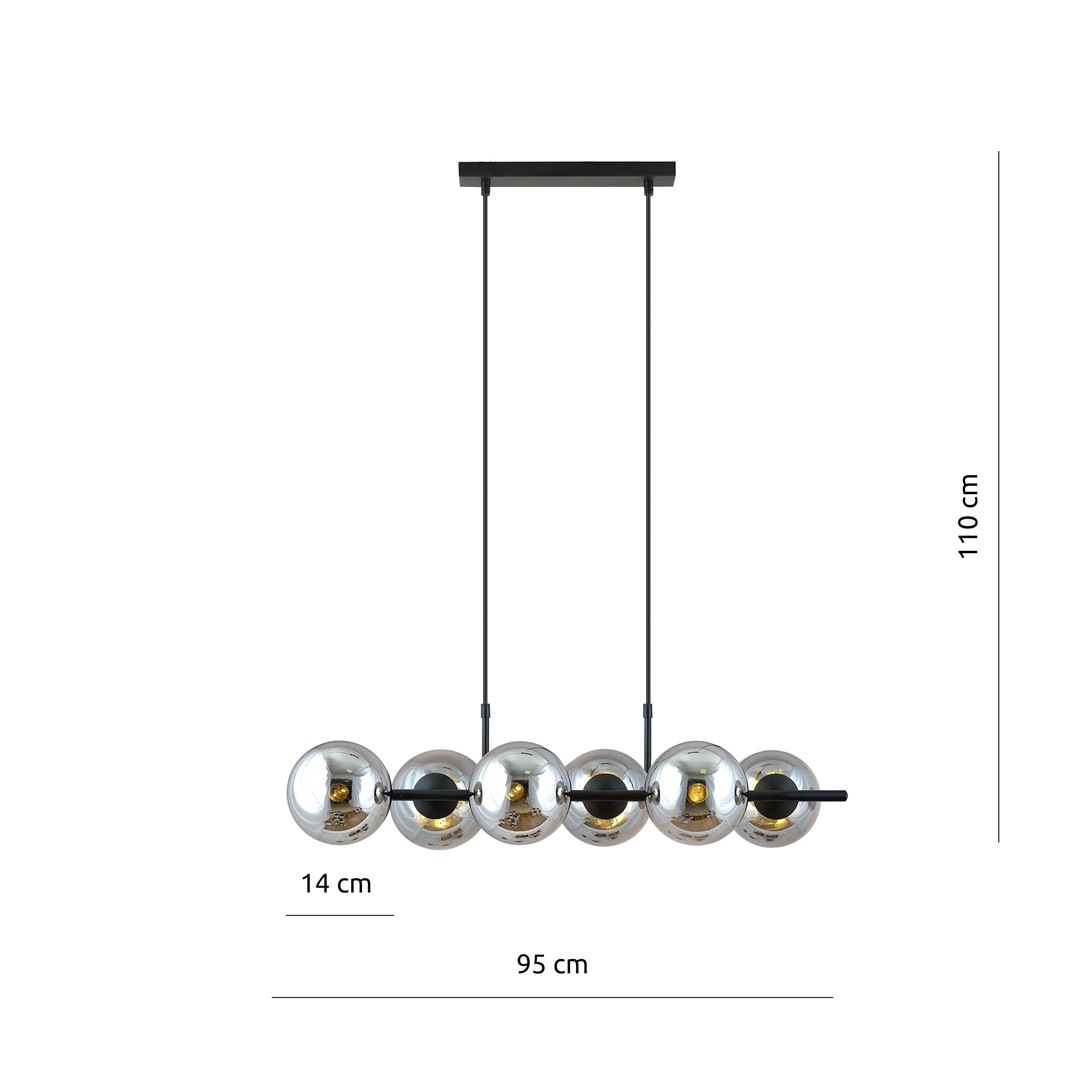 Emibig Visilica RORY 230V 10W MAX LED E14 Čelik/ Staklo Crna
