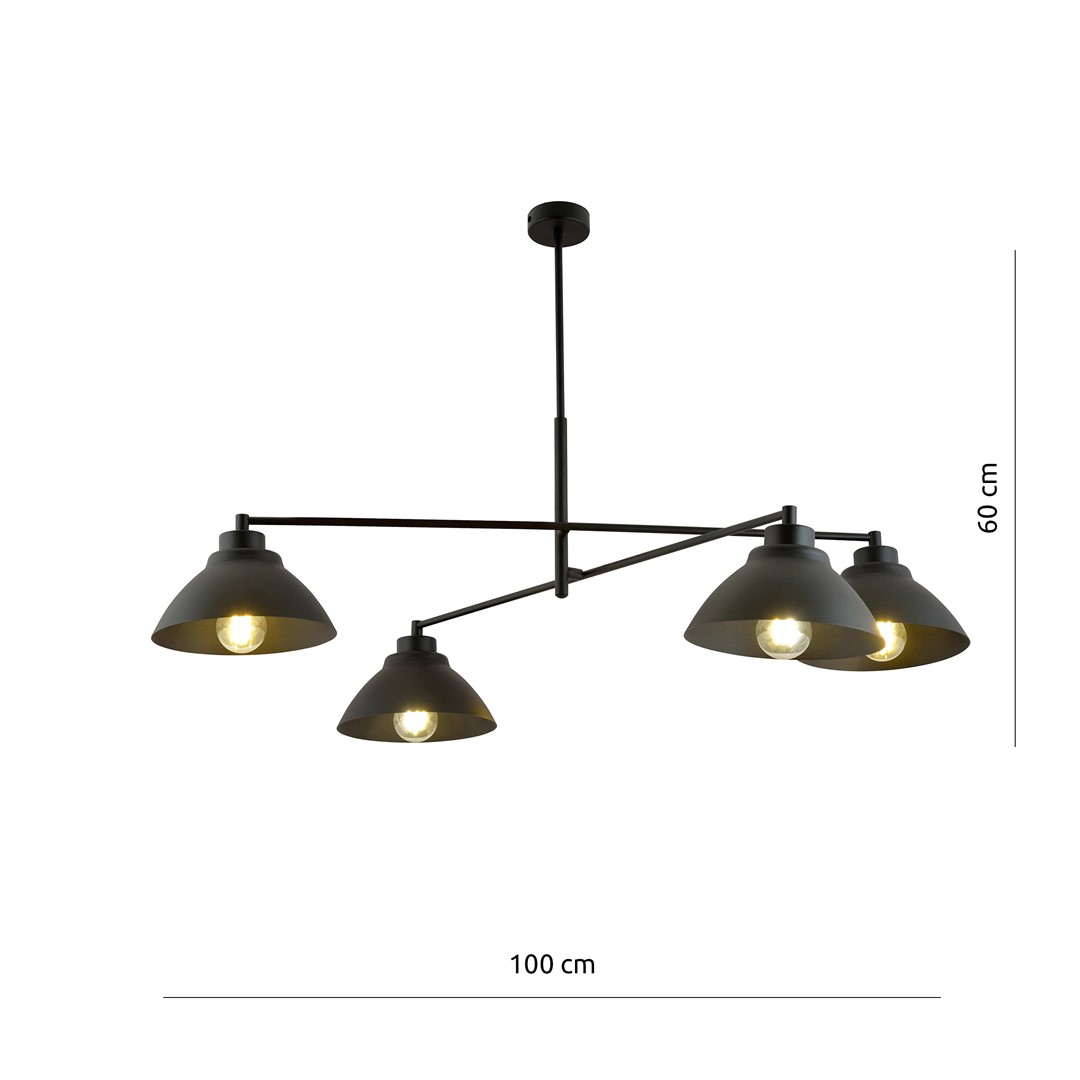 Emibig Luster MAVERICK 230V 15W MAX LED E27 Čelik Crna