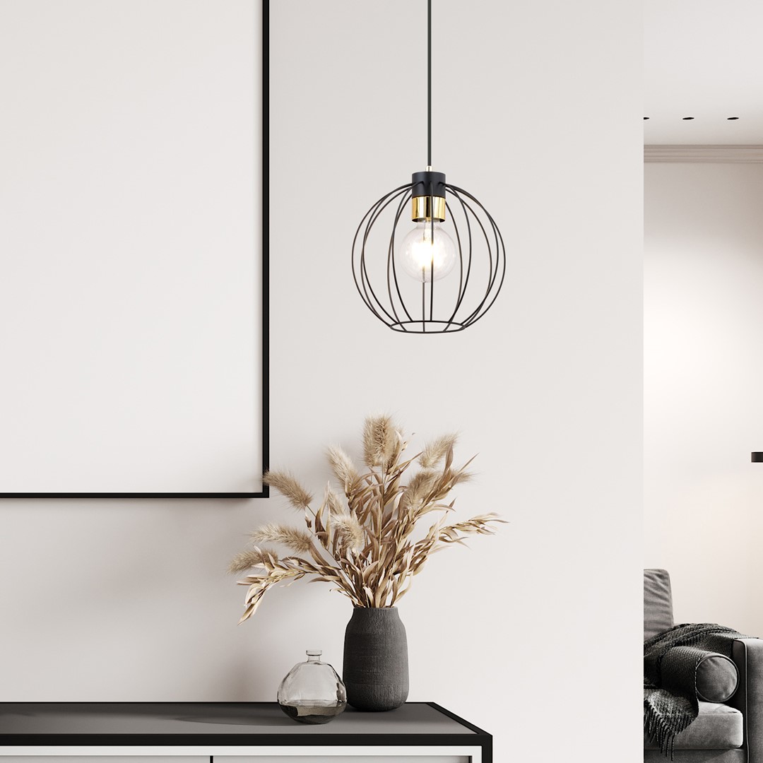 Emibig Visilica GINO 230V 15W MAX LED E27 Čelik Crna/ Zlatna