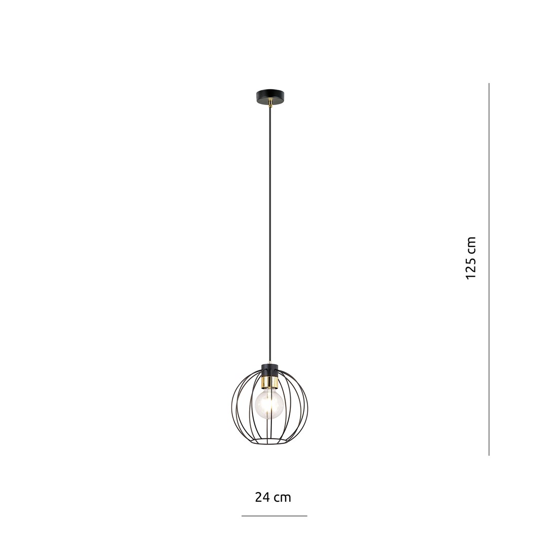 Emibig Visilica GINO 230V 15W MAX LED E27 Čelik Crna/ Zlatna