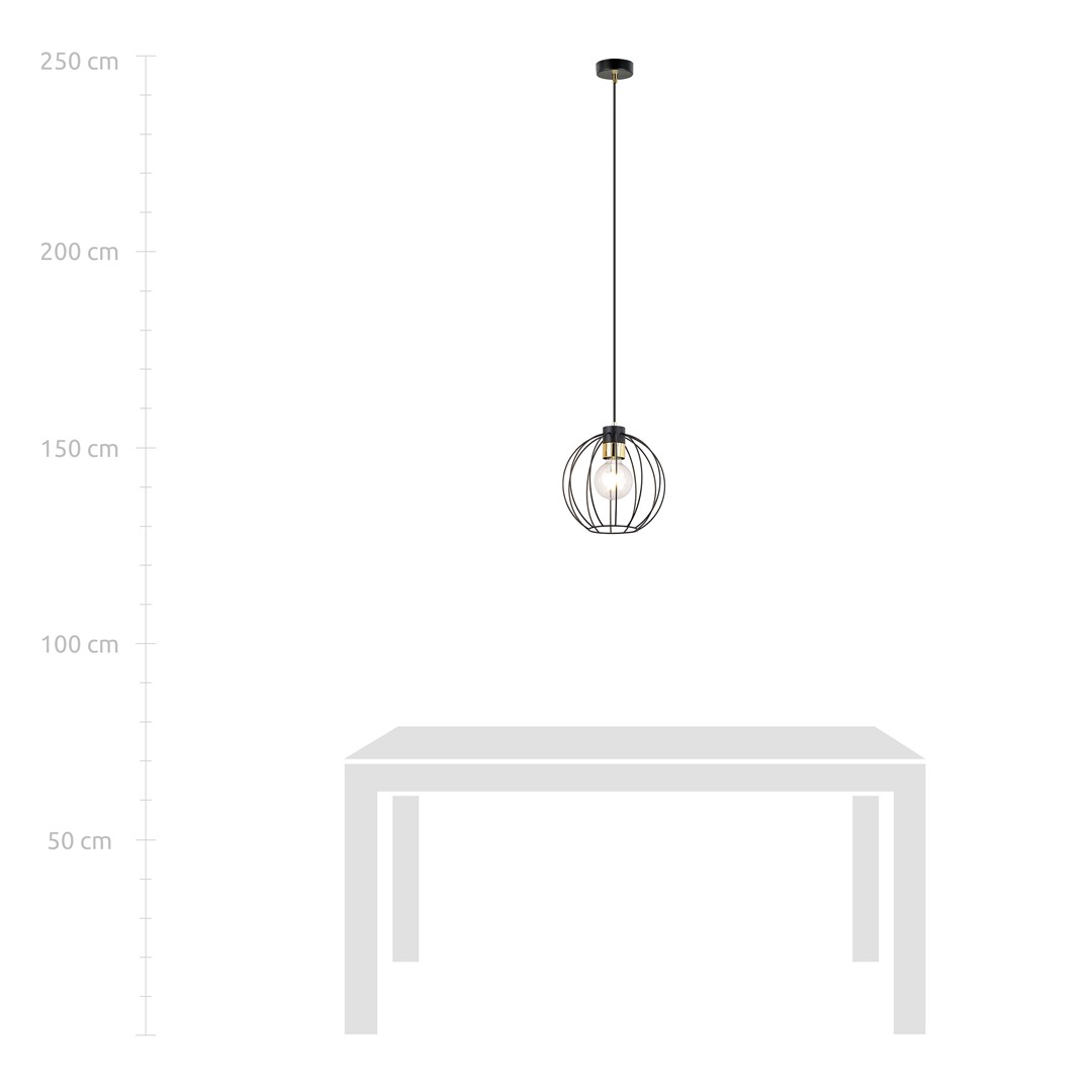 Emibig Visilica GINO 230V 15W MAX LED E27 Čelik Crna/ Zlatna