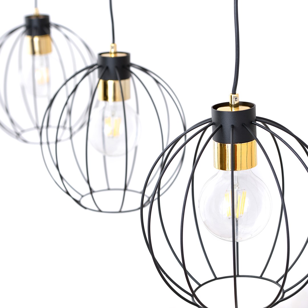 Emibig Visilica GINO 230V 15W MAX LED E27 Čelik Crna/ Zlatna
