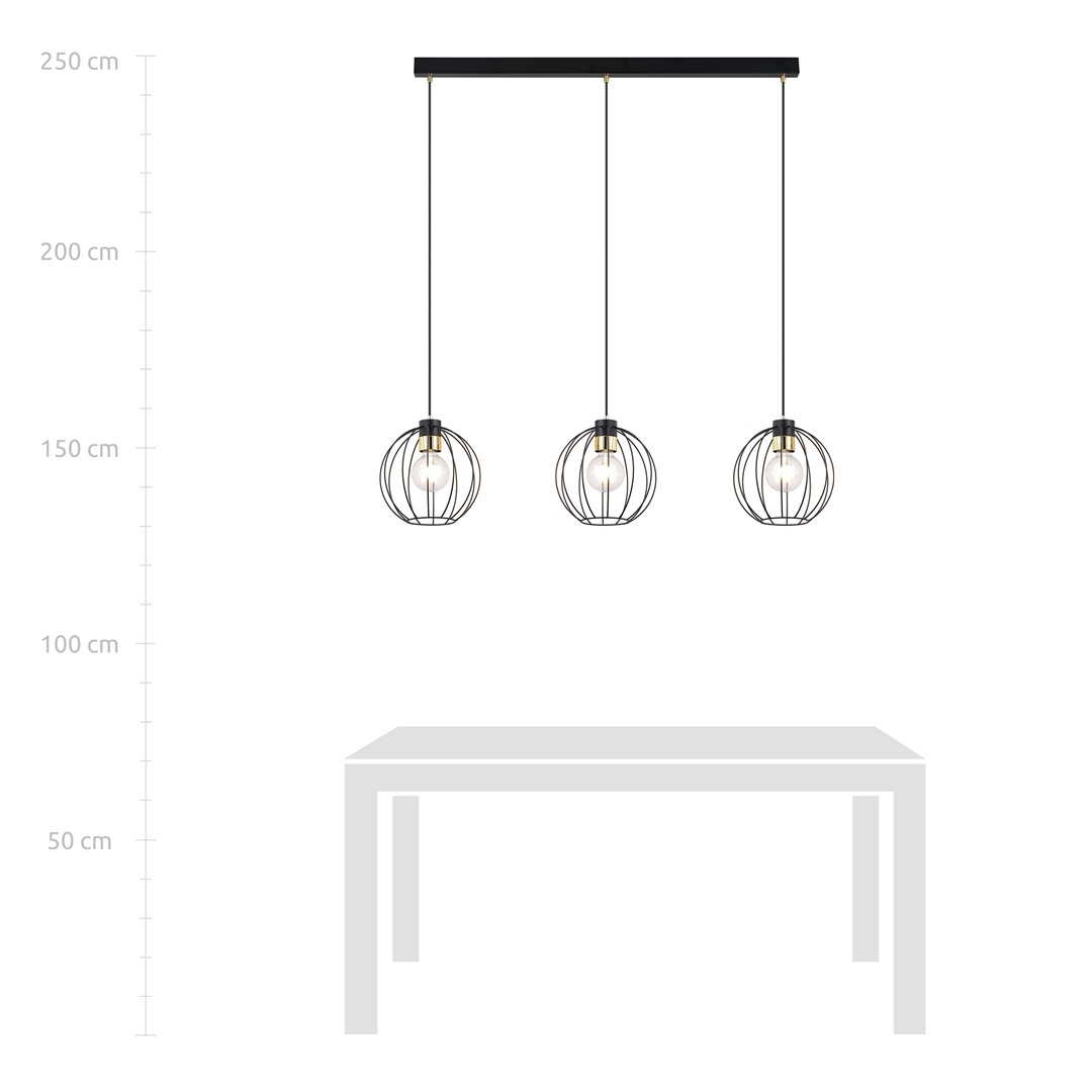 Emibig Visilica GINO 230V 15W MAX LED E27 Čelik Crna/ Zlatna