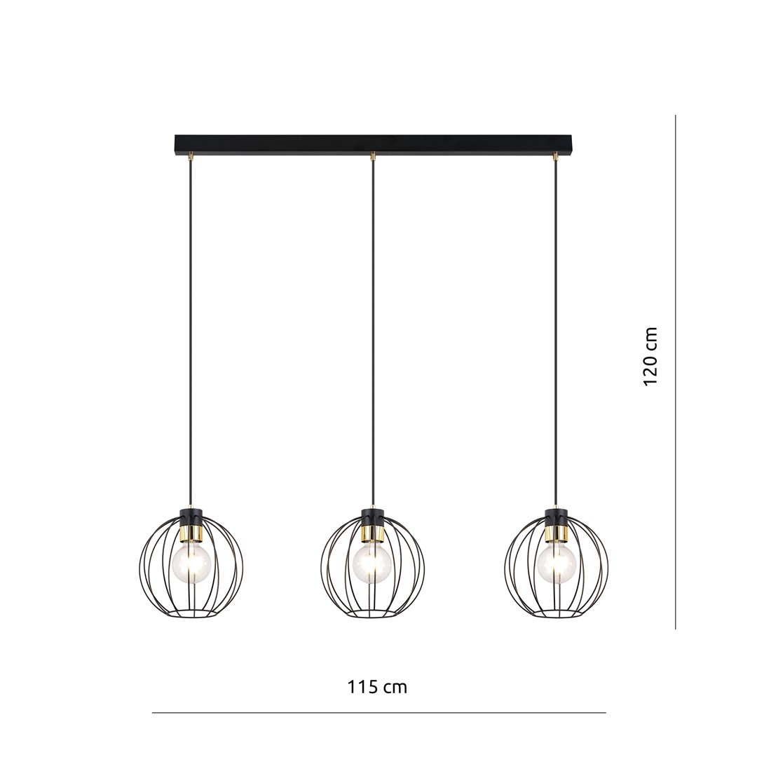 Emibig Visilica GINO 230V 15W MAX LED E27 Čelik Crna/ Zlatna
