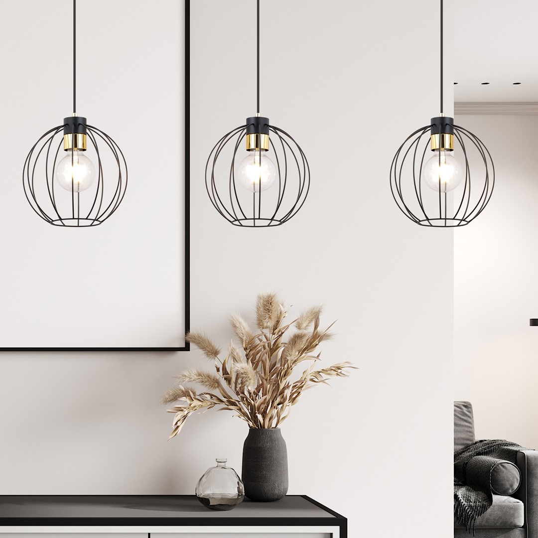 Emibig Visilica GINO 230V 15W MAX LED E27 Čelik Crna/ Zlatna