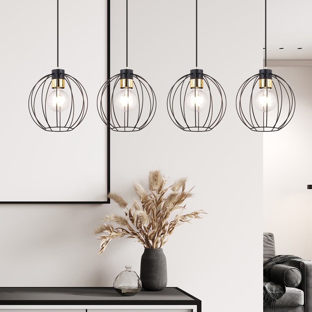 Emibig Visilica GINO 230V 15W MAX LED E27 Čelik Crna/ Zlatna