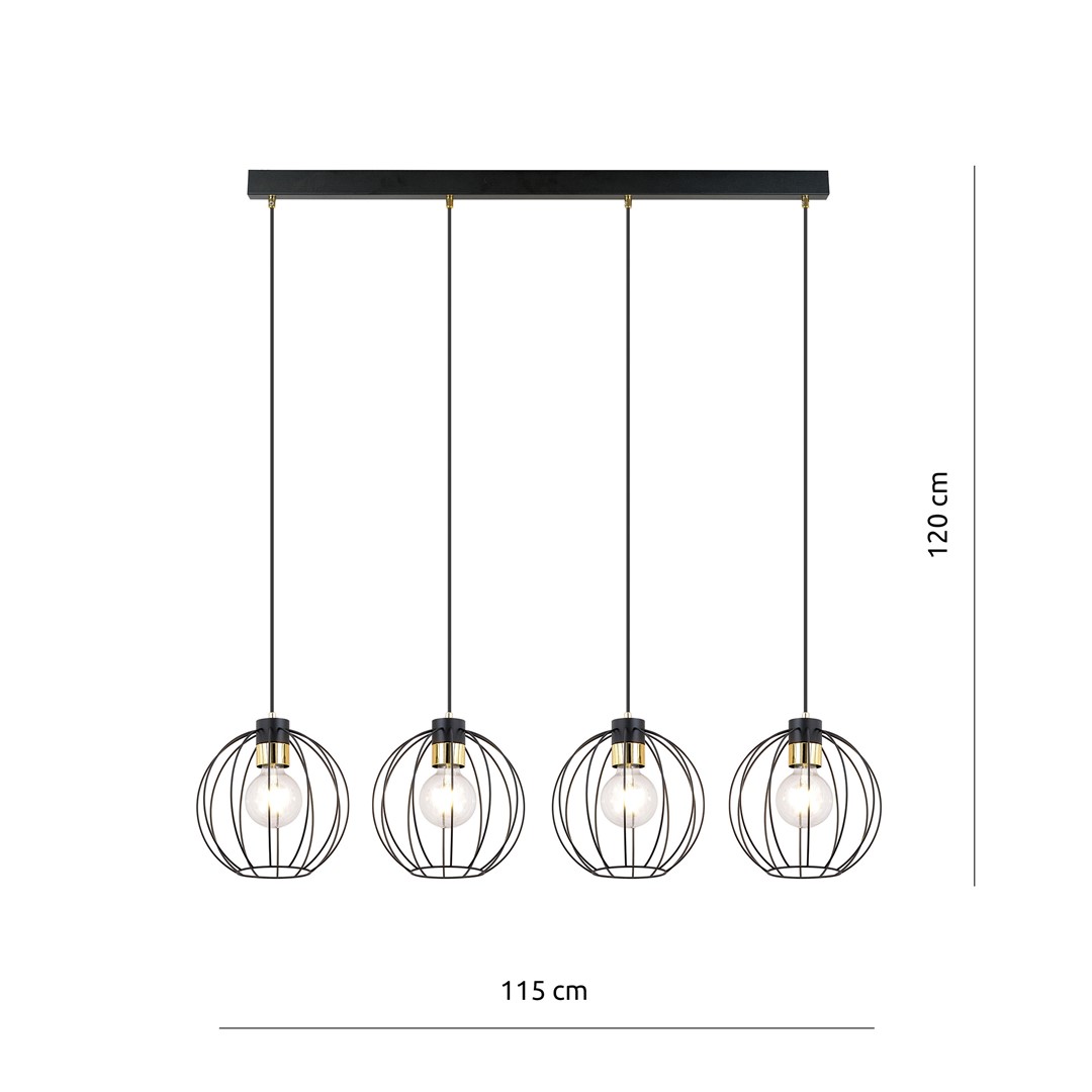 Emibig Visilica GINO 230V 15W MAX LED E27 Čelik Crna/ Zlatna