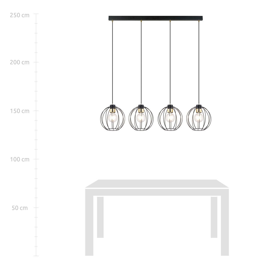 Emibig Visilica GINO 230V 15W MAX LED E27 Čelik Crna/ Zlatna
