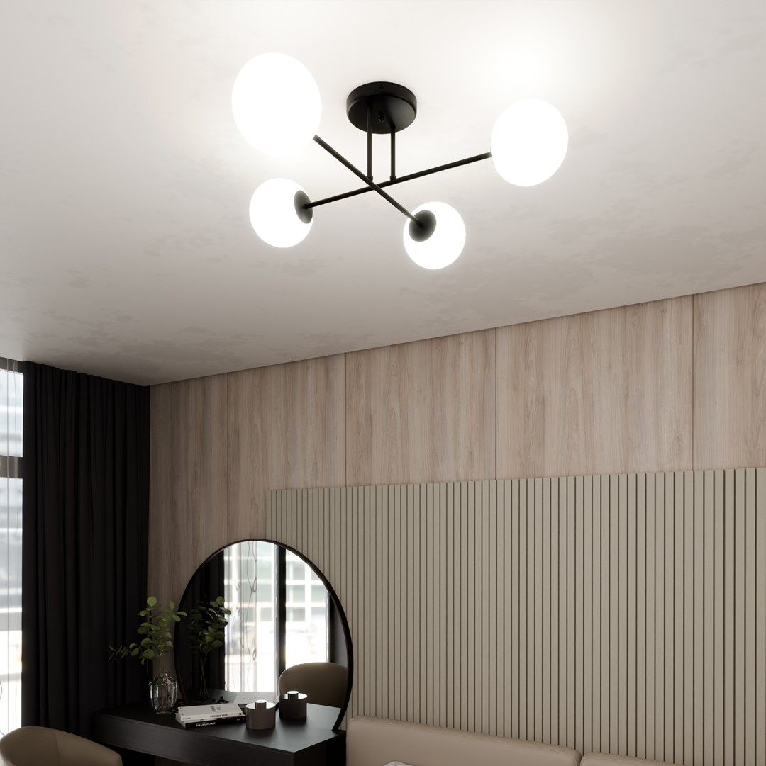 Emibig Stropna svjetiljka ROMA 230V 10W MAX LED E14 Čelik/ Staklo Crna